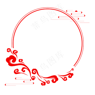 传统红色祥云主题边框