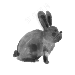 水墨中秋节可爱月兔
