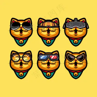 一套戴着不同眼镜的金猫