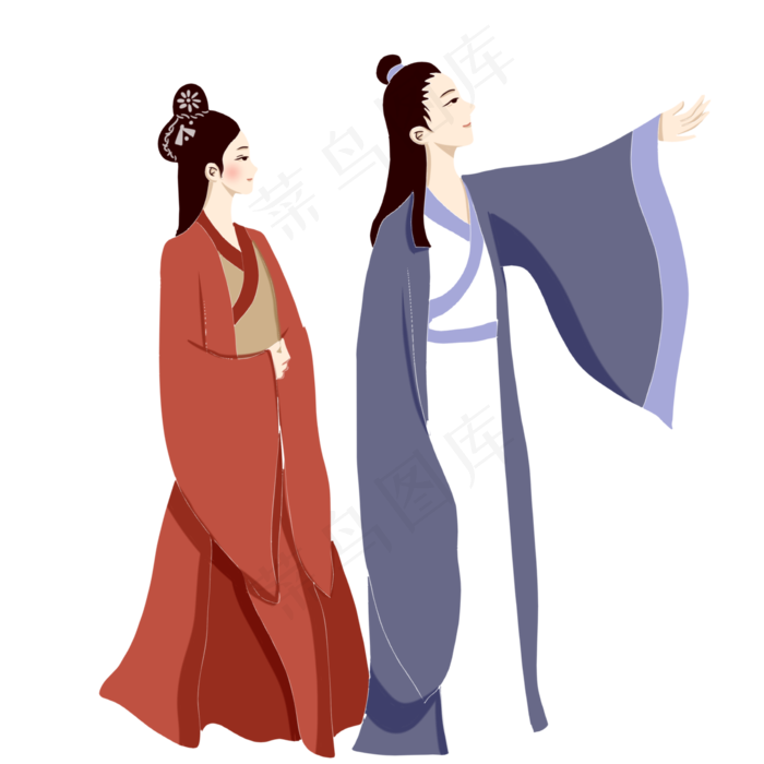 手绘矢量卡通情人节七夕节牛郎织(3000X3000(DPI:762))psd模版下载