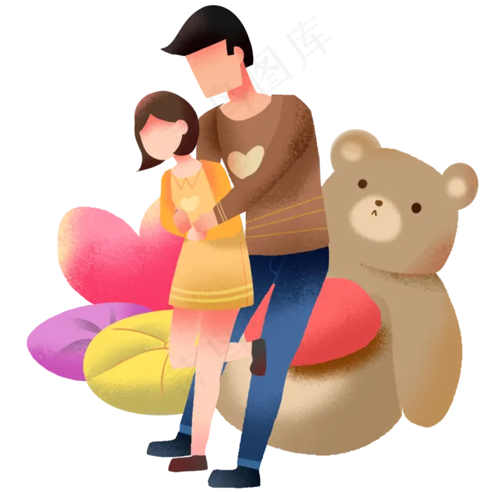 七夕节情人和玩偶(3000X3000(DPI:299))psd模版下载