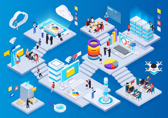 无线技术辉光等距合成与云大数据存储通信电话会议演示无人机交付