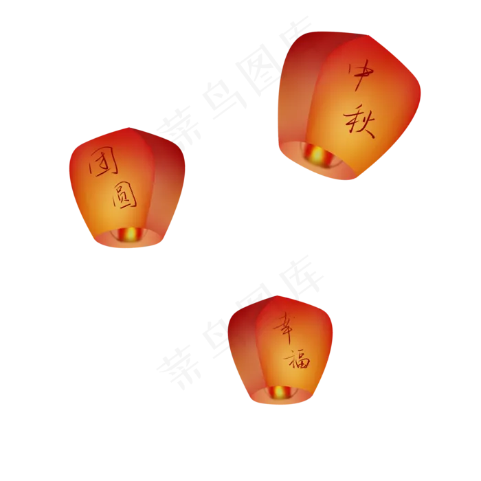 中秋节红色的孔明灯(2000X2000(DPI:299))psd模版下载