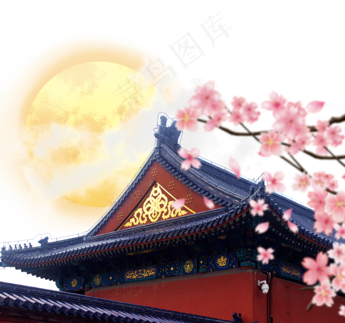 中秋屋檐月亮(2480X2321)