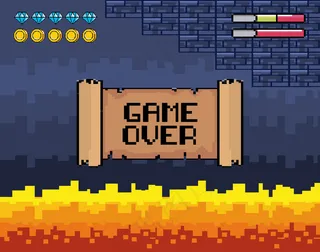 游戏结束消息与火灾现场和生活酒吧