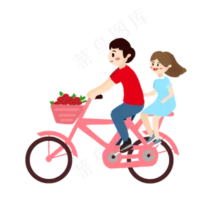 情人节情侣骑车卡通