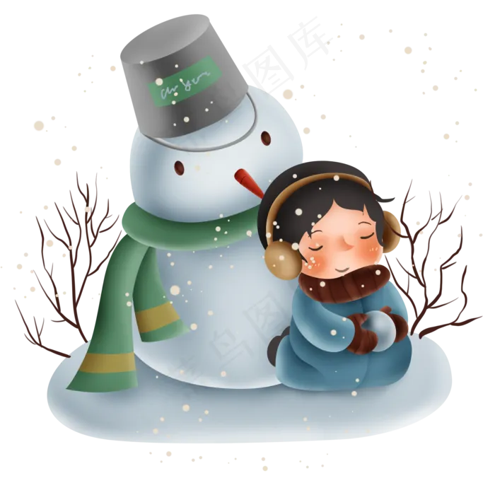 堆雪人的小朋友(2000X2000(DPI:300))psd模版下载