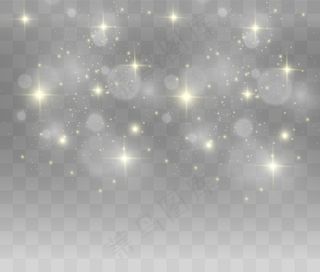 美丽的火花闪耀着特殊的光芒。在透明背景上闪烁。