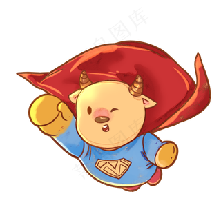 牛年新年牛牛创意超人小牛