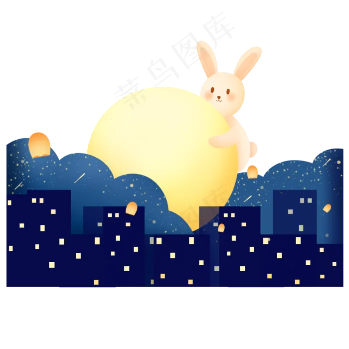 卡通中秋节玉兔(3000X3000(DPI:300))psd模版下载