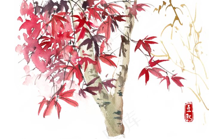 立秋红色的枫叶(3543X4724(DPI:150))psd模版下载
