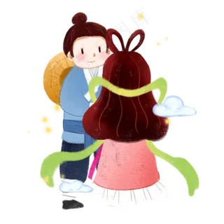 七夕情人节牛郎织女卡通