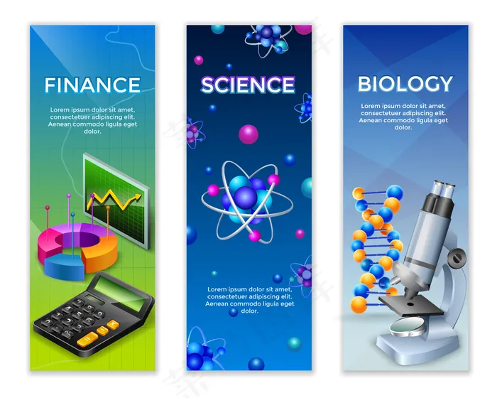 科学垂直横幅banner集eps,ai矢量模版下载