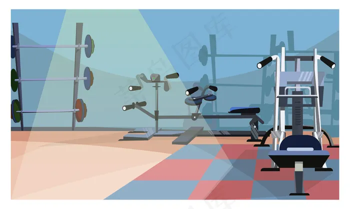健身房内部插图eps,ai矢量模版下载