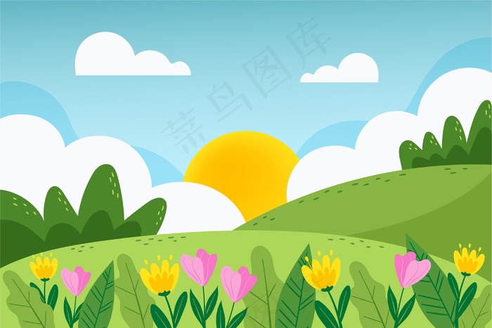 画出了美丽的春景背景