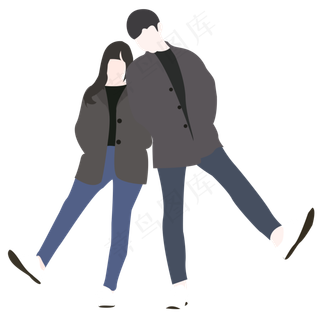 七夕情侣艺术写真免扣矢量图