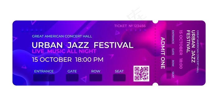电影票。音乐音乐会，派对活动门票设计。邀请活动存根音乐会模板
