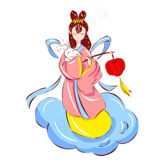 中秋卡通嫦娥兔子