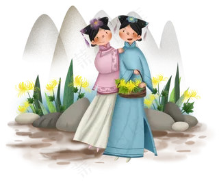 重阳节采菊的清代宫女