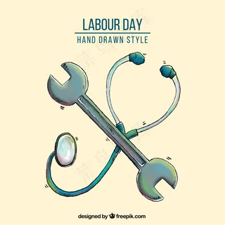 带听诊器和工具的劳动节背景