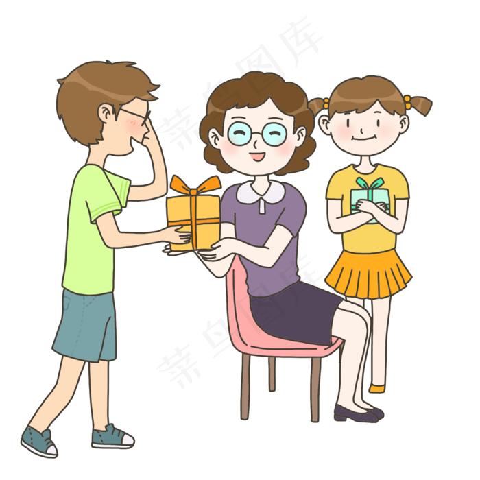 教师节插画老师收教师节礼物免抠