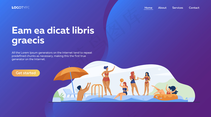 快乐的人们享受游泳池聚会