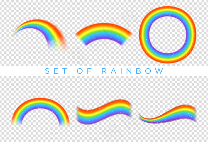 透明背景上隔离的彩虹图标集