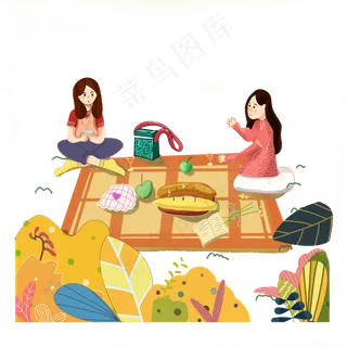 秋日秋季少女女性野餐郊游闺蜜P