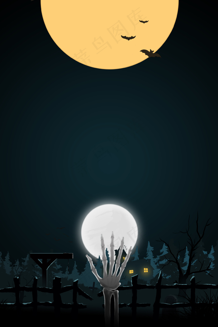 万圣节月光蝙蝠恐怖晚会