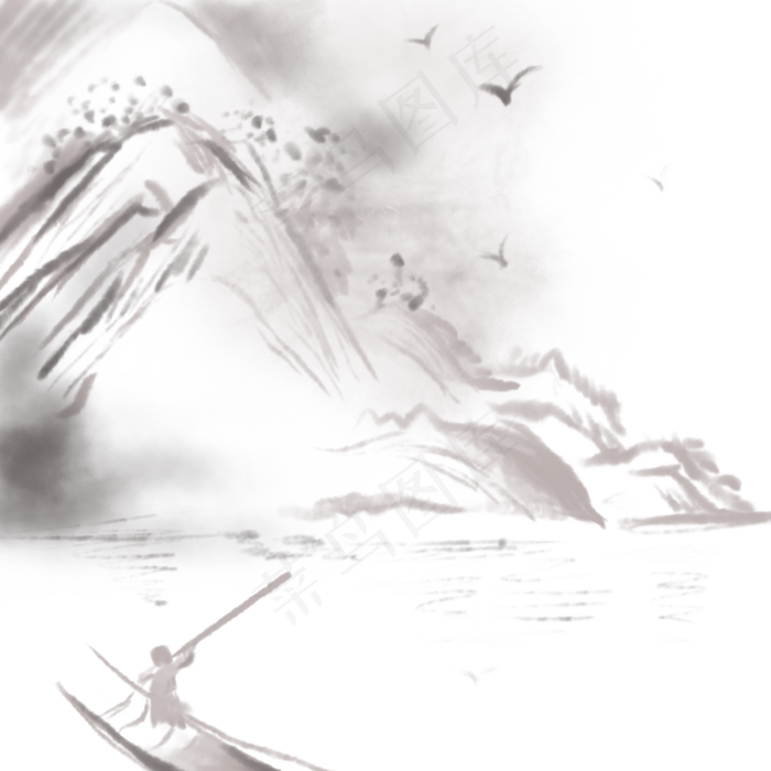 水墨山水画七夕