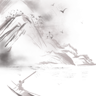 水墨山水画七夕