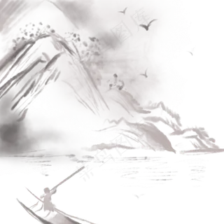 水墨山水画七夕