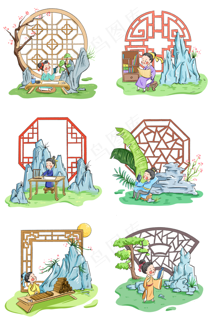教育学习教师节古代卡通(2000X3020(DPI:300))psd模版下载
