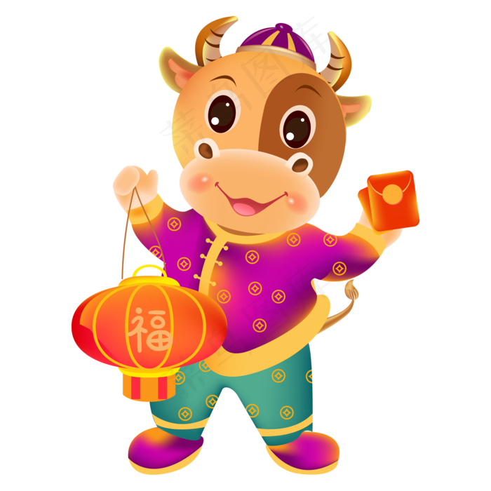 2021牛年灯笼红包喜庆牛