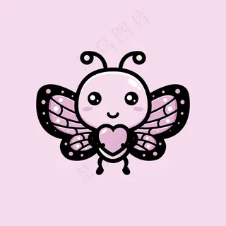 可爱的蝴蝶抱着爱的心