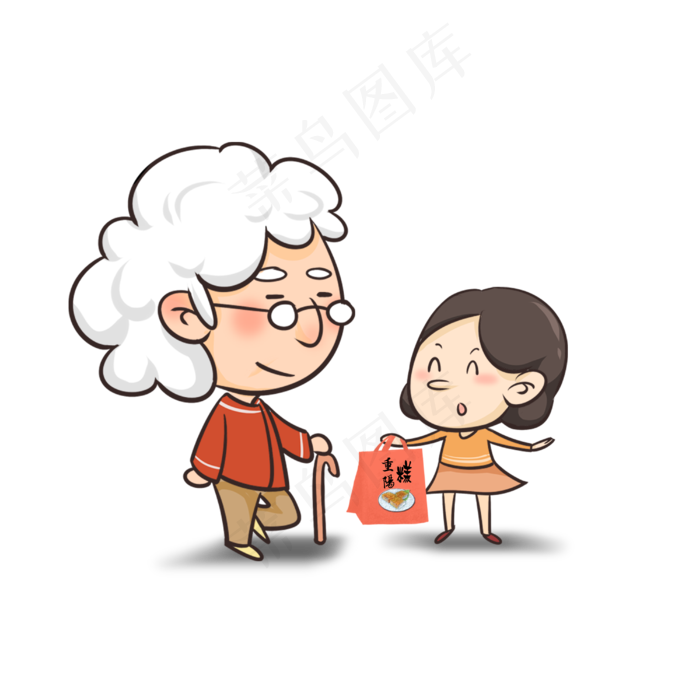重阳节孙女看望奶奶(4000X4000(DPI:300))psd模版下载