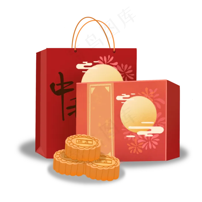 中秋节红色礼盒组合(2000X2000(DPI:300))psd模版下载