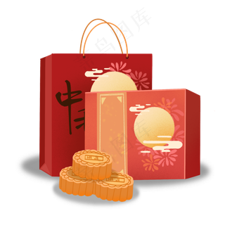 中秋节红色礼盒组合
