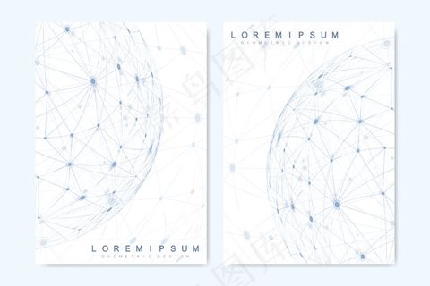 手册、封面、宣传单,DM传单、年度报告、传单的现代矢量模板。最小覆盖设计。未来的几何模板。科学、医学、技术背景。