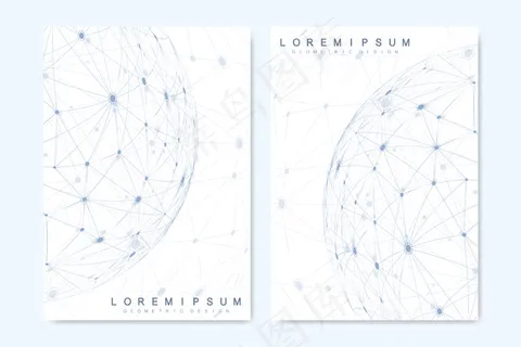 手册、封面、宣传单,DM传单、年度报告、传单的现代矢量模板。最小覆盖设计。未来的几何模板。科学、医学、技术背景。