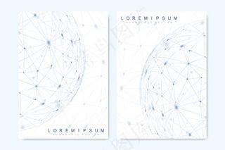 手册、封面、宣传单,DM传单、年度报告、传单的现代矢量模板。最小覆盖设计。未来的几何模板。科学、医学、技术背景。