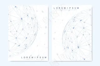 手册、封面、宣传单,DM传单、年度报告、传单的现代矢量模板。最小覆盖设计。未来的几何模板。科学、医学、技术背景。