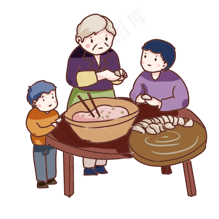 手绘卡通立冬包饺子(2000X2000(DPI:300))psd模版下载