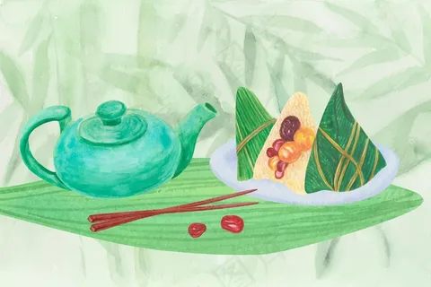 茶壶和粽子的背景