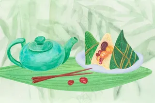 茶壶和粽子的背景