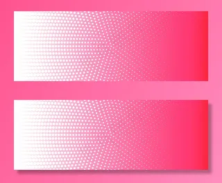 抽象的粉红色和白色圆形半色调图案横幅banner背景