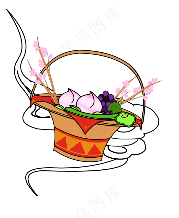 国庆节中国红喜庆果篮云纹免扣