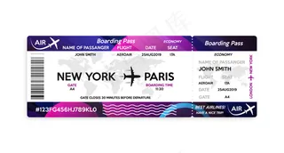 飞机登机牌票证模板