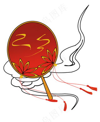 国庆节红色扇子云纹免扣