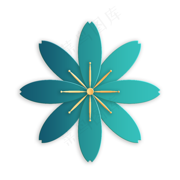 中秋节绿色金边剪纸风花朵